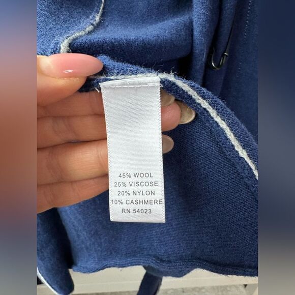 Banana Republic cashmere blend XS/S Blue Cardigan Shrug Luxury Wool Roll Sleeves - Picture 4 of 17